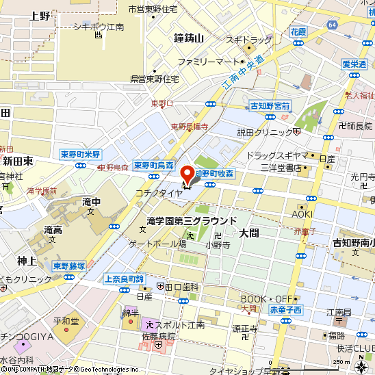 コチノタイヤ(株)江南店付近の地図